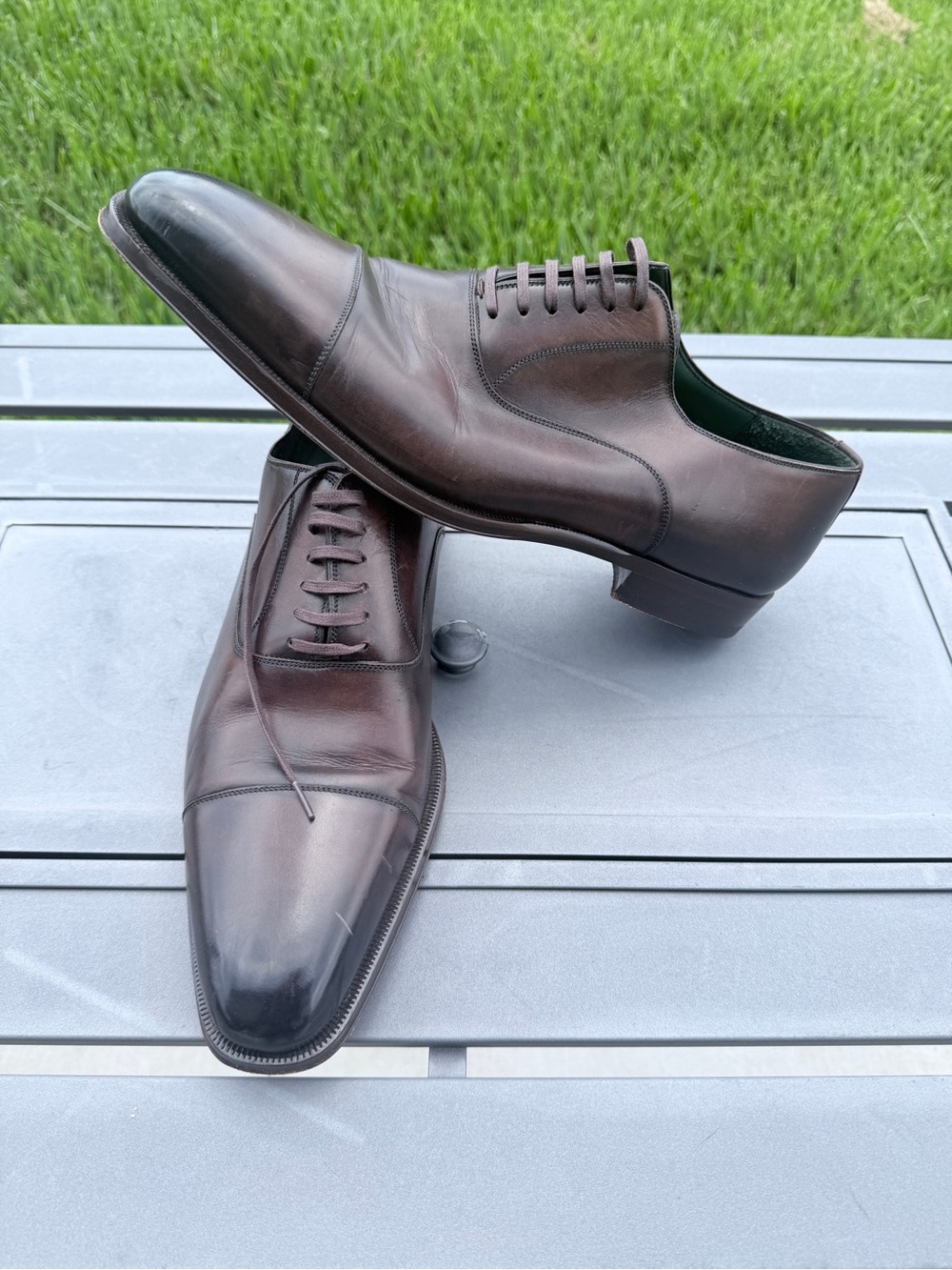 Magnanni Men's Brown Leather Cap-Toe Oxford Dress Shoes - Picture 2 of 4